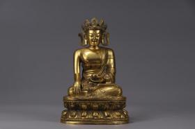 铜鎏金宝冠释迦牟尼佛坐像