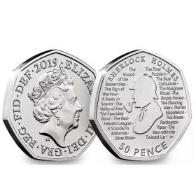 福尔摩斯纪念硬币 2019年英国50便士 柯南道尔160周年 全新保真