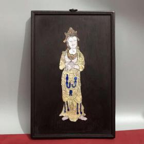 珍藏檀木镶嵌佛教人物挂板