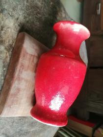 钧瓷窑变釉珊瑚红花瓶观音瓶摆件一个