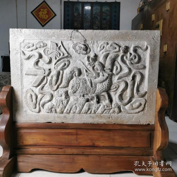 青石雕麒麟石匾