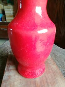 钧瓷窑变釉珊瑚红花瓶观音瓶摆件一个