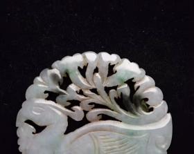 清代 翡翠鹅，规格：5.8×5.8×0.4厘米，重27克