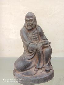 古玩收藏   铁器  达摩祖师佛像  尺寸长宽高：14/11/22厘米。