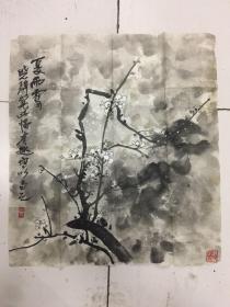 唐建早期作品墨梅一幅，作品终身保真