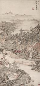 明 文伯仁 濯足图 水墨山水 20x42.6cm 纸本 1:1高清国画复制品