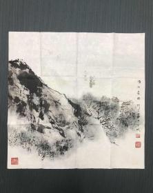 著名画家、北京市美术家协会会员 张顺祥 水墨山水《清江晨曲》，纸本软片，68*68cm