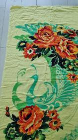 上世纪80-90年代中国制造老式沙发罩线毯彩喷民俗老物品。