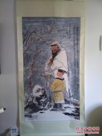关帝圣君  踏雪寻梅 六尺国画 精装裱