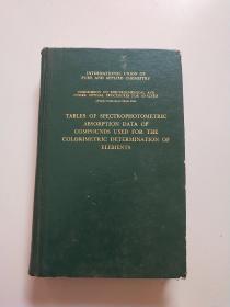 TABLES OF SPECTROPHOTOMETRIC ABSORPTION DATA OF COMPOUNDS USED FOR THE COLORIMETRIC DETERMINATION OF ELEMENTS元素比色测定用的化合物分光光度吸收数据表(英文版）