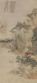 明 唐寅 诗意图 56x125cm 纸本 1:1高清国画复制品