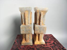 乡下收的战汉古玉老玉瓶一对
