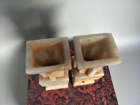 乡下收的战汉古玉老玉瓶一对