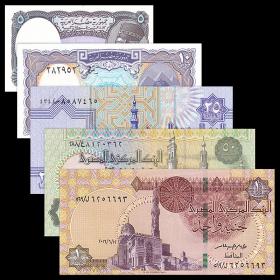 非洲 全新UNC 埃及5张纸币/枚一套(5-50皮阿斯特,1镑) 外国钱币