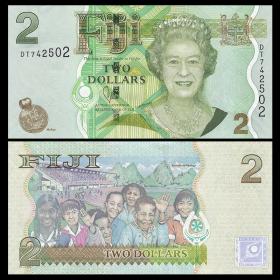 【大洋洲】全新UNC 斐济2元纸币 外国钱币 ND(2011)年 P-109b
