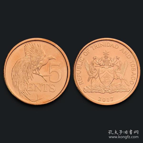 【美洲】全新 特立尼达和多巴哥5分硬币 外国硬币 2017年 KM#30