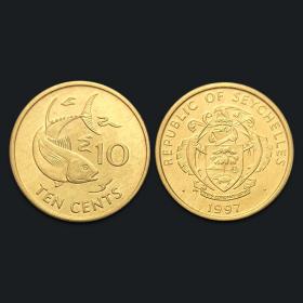 【非洲】全新 塞舌尔10分硬币 单枚 动物金枪鱼 年份随机 KM#48.2