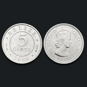 【美洲】全新 伯利兹5分硬币 单枚硬币 2006年 外国钱币 KM#34a