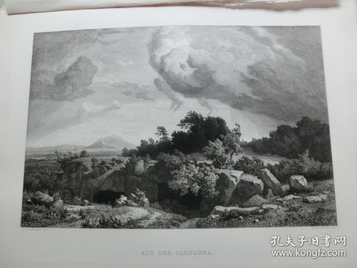 【百元包邮】 《康帕尼亚克景观》（AUS DER CAMPAGNA）1880年 蚀刻版画  纸张尺寸约36.4×26.7厘米（货号DGK0128）