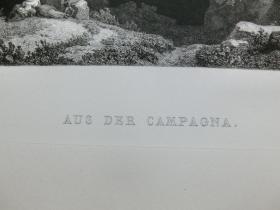 【百元包邮】 《康帕尼亚克景观》（AUS DER CAMPAGNA）1880年 蚀刻版画  纸张尺寸约36.4×26.7厘米（货号DGK0128）