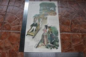 【现货 包邮】1890年小幅木刻版画《马德拉岛滑梯上的学员》(die cadetten auf der rutschbahn in madeira)尺寸如图所示（货号400788）
