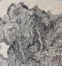 名家陈丹舒画作--陈丹舒山水 斗方006