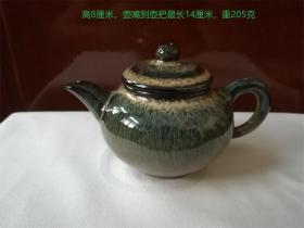 紫砂胎绿窑变釉 茶壶（1#圆肚）