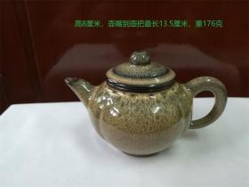 紫砂胎绿窑变釉 茶壶（2#瓜棱肚）