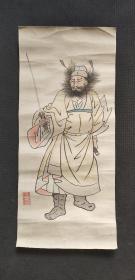 D1752：回流手绘钟馗图托片(日本回流字画.日本回流书画.回流老画.回流老字画精品.真品字画)