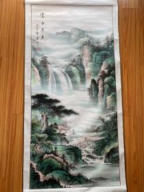 国画 刘继伟字画 山水画 风景画 水墨画 明画家 富水长流 彩色画 名字画