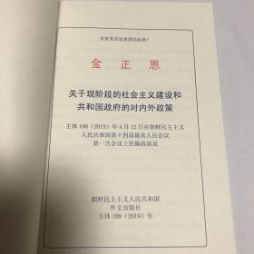 金正恩-关于现阶段的社会主义建设和共和国政府的对内外政策