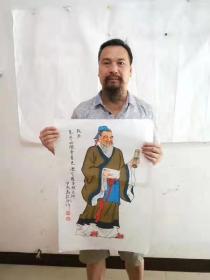 秦敬斌老师绘画作品【孔子】尺寸70*45厘米，百分百手绘真迹