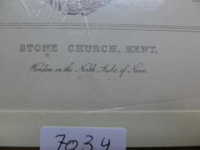 【百元包邮】《肯特教堂》（STONE CHURCH, KENT）钢版画 1839年 带卡纸装裱 卡纸尺寸约40×30厘米 （PM10223）