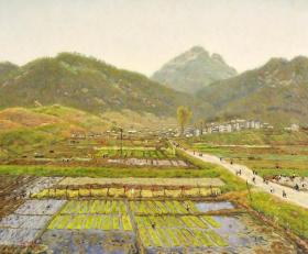 朝鲜功勋艺术家郑永华油画：乡村的春天