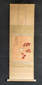 D1822：回流手绘花鸟图挂轴(日本回流字画.日本回流书画.回流老画.回流老字画精品.真品字画)