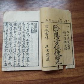 和刻本 《阴阳方位便览》3册全 图版多 河图， 洛书 年神煞说、年神煞六十局图 月神煞说、三十六局图等三卷 朱墨双色套印 日时九星起例盘 干支历六十甲子图60幅 月神36图局 太岁方之辨 大将军方之辨等内容 庆应元年（1865年）刻