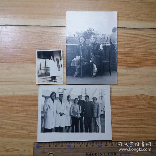 解放初50年代:苏联援助中国医学专家格拉契娃与顾希濂医师等人合影，及女医生在大连医学院前的单人照，女医生与格拉契娃合影等3张