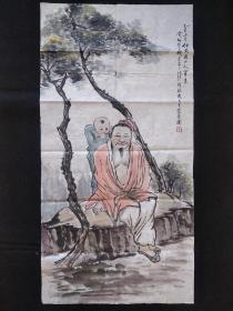 钱慧安书法字画人物墨宝，文物商店出库作品。画心尺寸98×50㎝