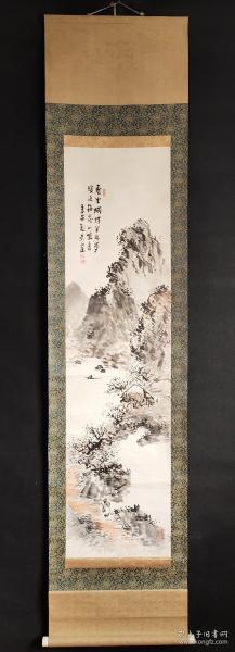 D1897：回流手绘山水图挂轴(日本回流字画.日本回流书画.回流老画.回流老字画精品.真品字画)