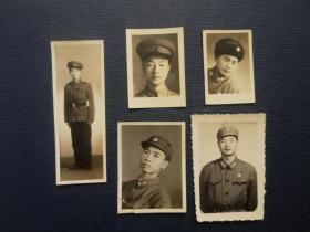 早期黑白照片：5位军人照片合售