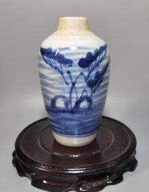 清中晚道光青花荷叶莲子罐