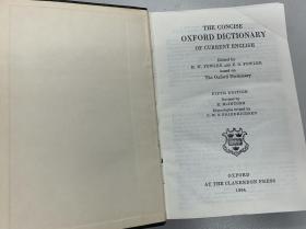 英文版The concise Oxford Dictionary of current English fifth edition 牛津简明英语词典 第五版（第5版）国内印刷版