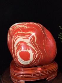 南非红碧玉 天然原石打磨 奇石摆件 带座高29×27×20厘米 重20.7公斤