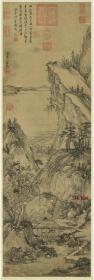 明 王绂 溪亭夜读图 水墨山水 30x88.7cm 纸本 1:1高清国画复制品