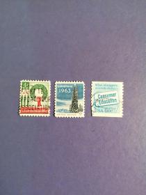 外国邮票  美国邮票  3枚（信销）