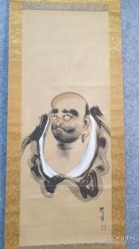 明治时期日本著名画家（渡边省亭）1852-1918 手绘达摩  绢本