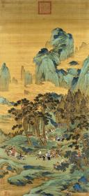 明 仇英 明皇幸蜀图 山水 40x87.5cm 绢本 1:1高清国画复制品