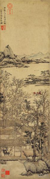 元 王蒙 西郊草堂图 27.2x97cm 纸本 1:1高清国画复制品
