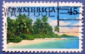 椰海风光--美国邮票--早期外国邮票甩卖--实拍--包真