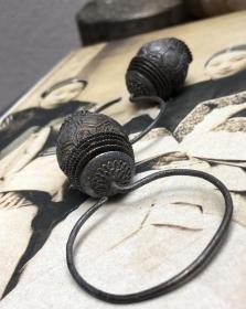 清代老银大鼓耳环 开门的古董耳环 工艺精美 传世收藏之品